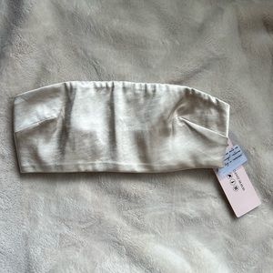 Bias Cut Satin Strapless Banseau Crop Top in Ivory